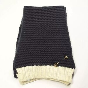 Louis Vuitton Black White Chunky Knit Cashmere Scarf Stole Muffler Shawl Pin